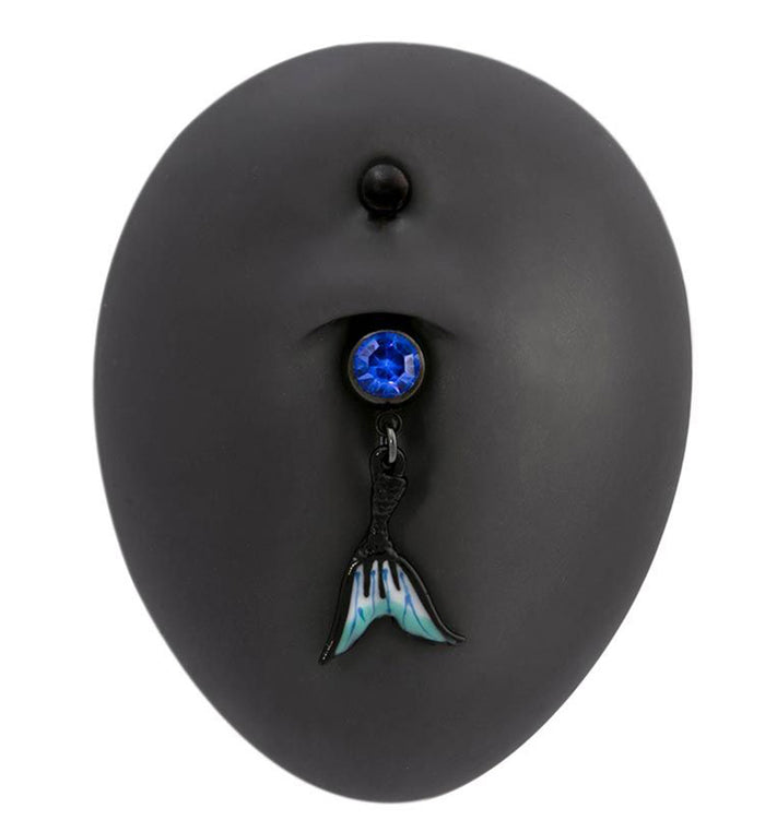Black Blue Mermaid Belly Button Ring UrbanBodyJewelry