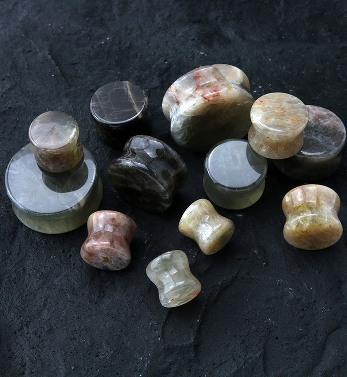 Black Moonstone Plugs 00G 1 inch UrbanBodyJewelry