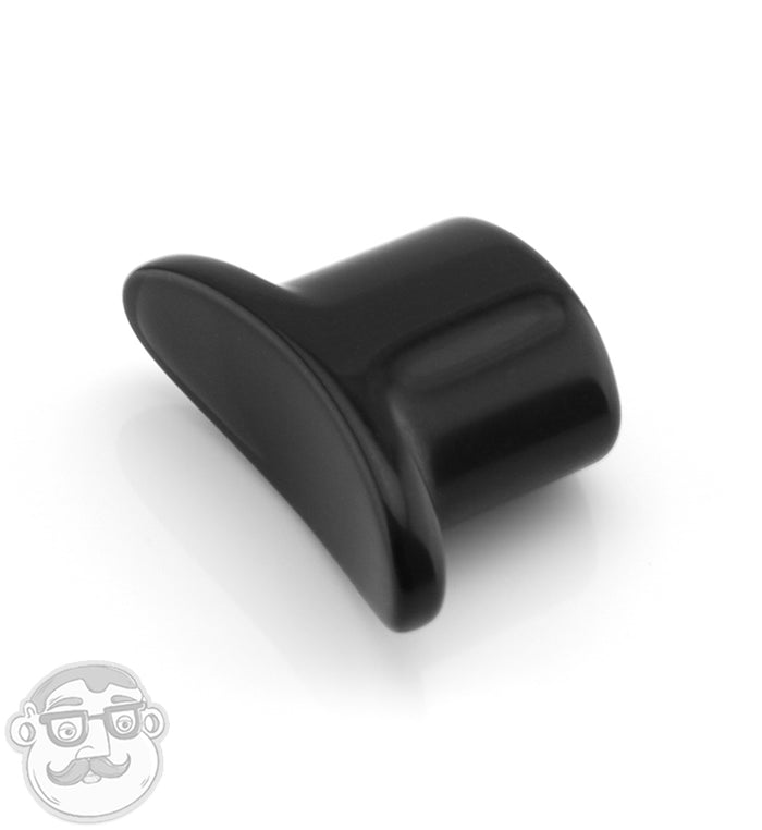 Black Obsidian Stone authentic Oval Labret Plug for Stretched Lip Piercings Handmade Made to Order