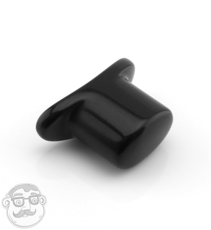 Obsidian Stone Oval Labret Plugs UrbanBodyJewelry
