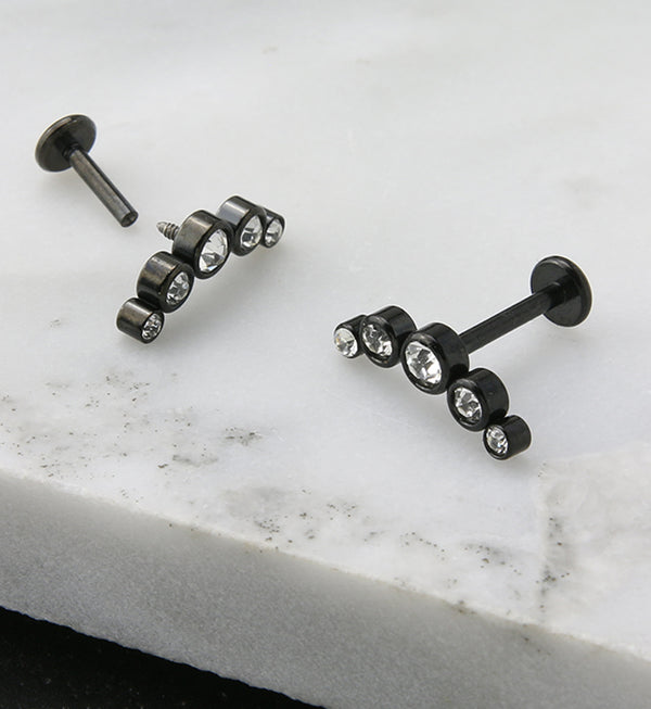 Black PVD Arch CZ Labret Post