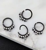 Black PVD Clear CZ Rally Annealed Seamless Hoop Ring