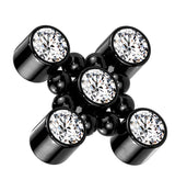 Black PVD Quincunx CZ Titanium Internally Threaded Top