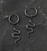 Black PVD Serpent Stainless Steel Hoop Earrings