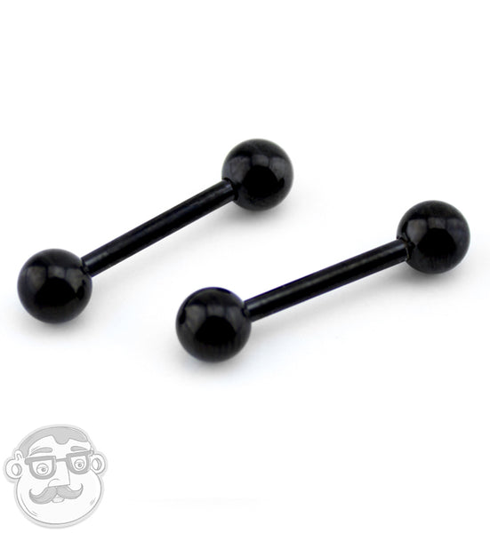 Black Stainless Steel Nipple Ring Bar 14G UrbanBodyJewelry