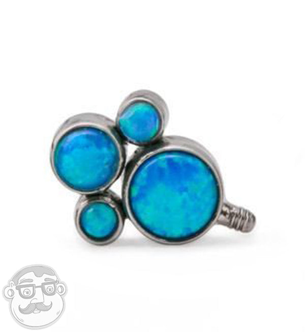 Blue Opal Cluster Top Titanium Threaded End