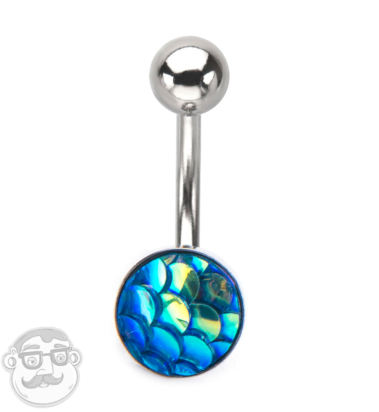 Blue Mermaid Scale Belly Button Ring