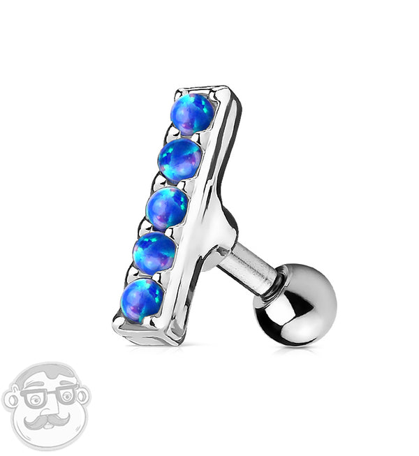 16G Blue Opal Rail Cartilage Barbell