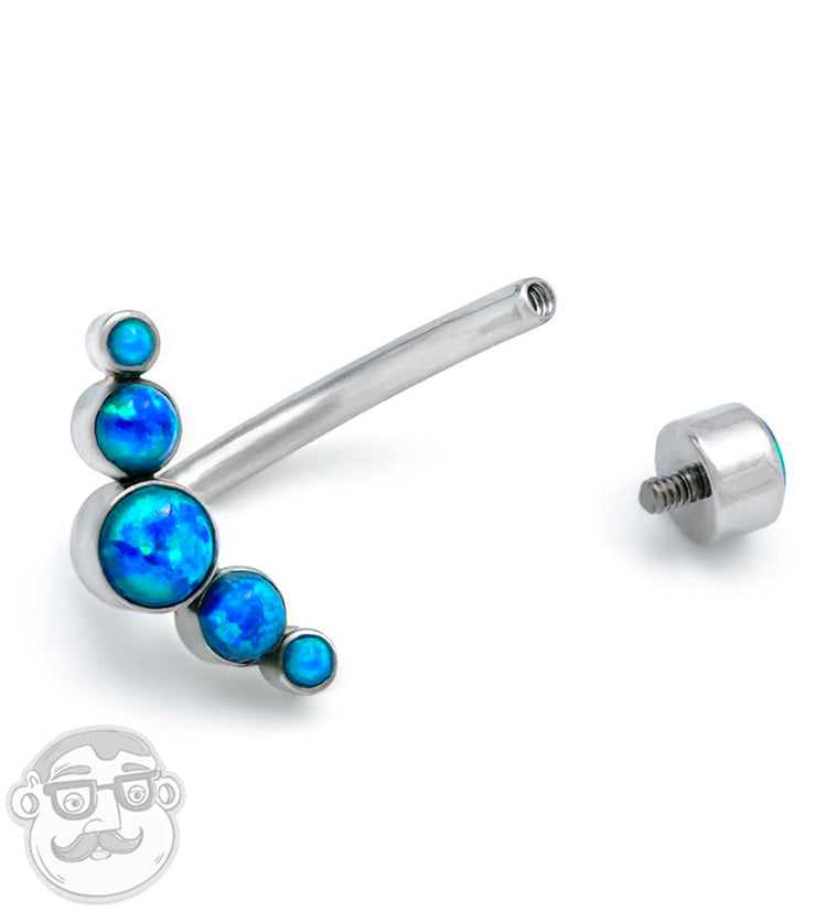 Blue Opal Cluster Belly Button Ring