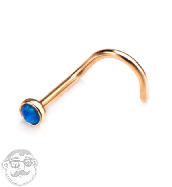 20G Blue Opalite Gold PVD Nosescrew