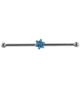 Blue Opalite Flower Titanium Industrial Barbell