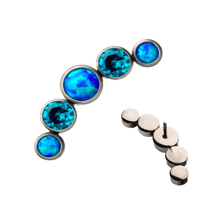 Quinate Blue Topaz Swarovaski X Blue Opalite Titanium Threadless Top