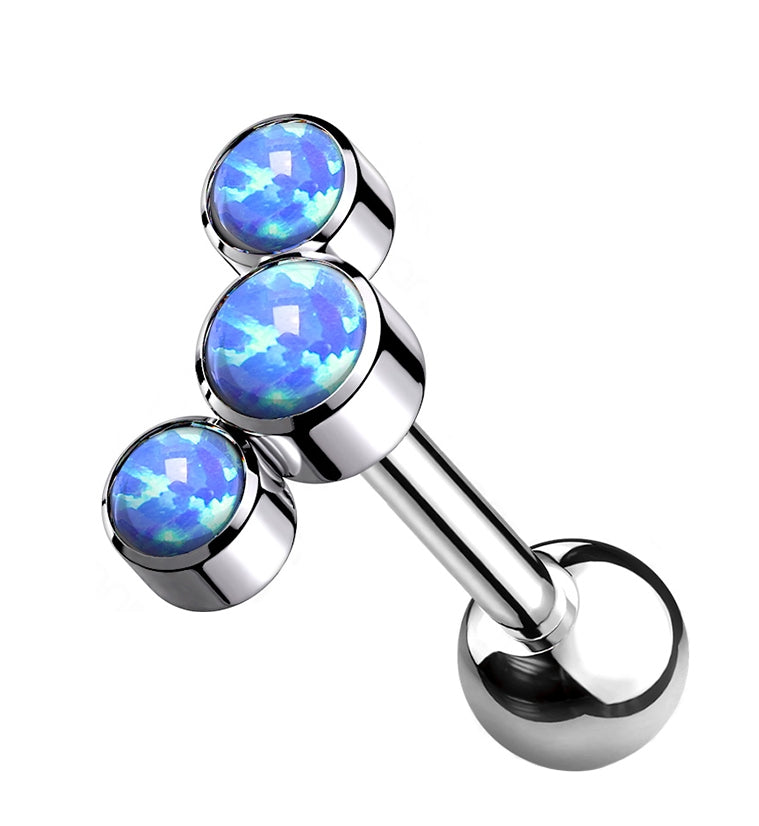 Blue Opalite Cluster Titanium Cartilage Barbell