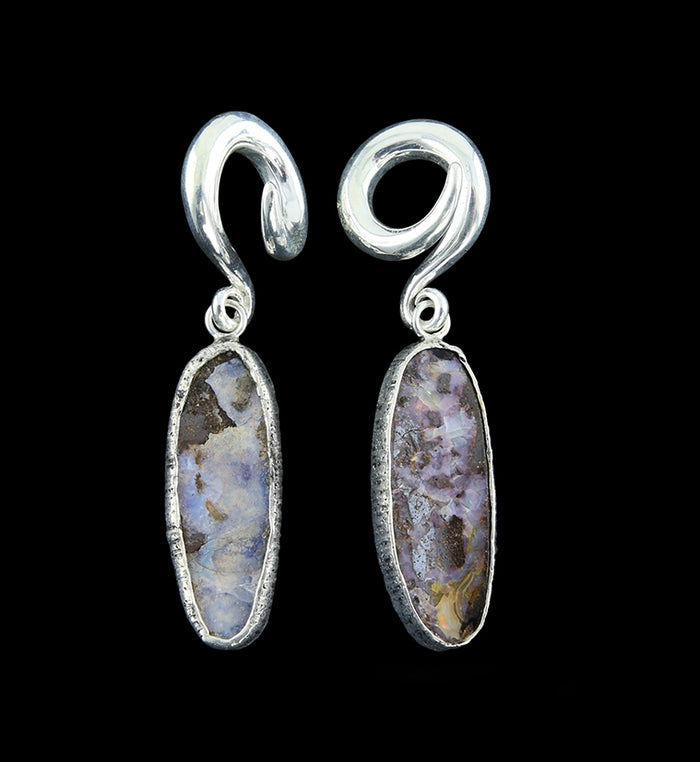 Hammered Lament selling Purple Chalcedony Stone Ear Weights