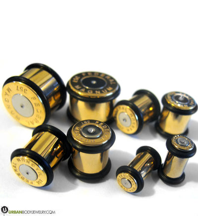 357 Magnum Bullet Gun Steel Plugs 2 Gauge 5 8 UrbanBodyJewelry