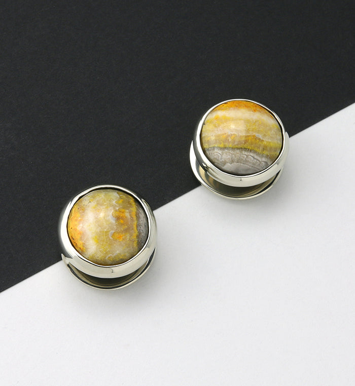 Peak Bumblebee Jasper Stone White newest Brass Ear Weights