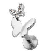 Butterfly CZ Shadow Stainless Steel Threadless Labret