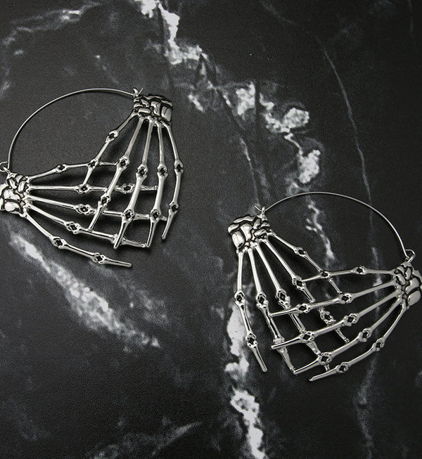 Calm Skeleton Hands Plug Hoops