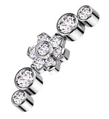 Centered Flower Clear CZ Arch Internally Threaded Titanium Top