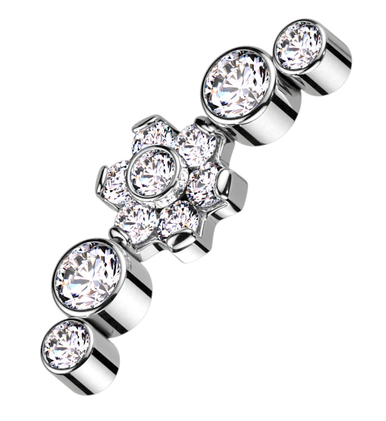 Centered Flower Clear CZ Arch Internally Threaded Titanium Top