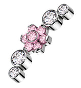 Centered Flower Pink CZ Arch Internally Threaded Titanium Top