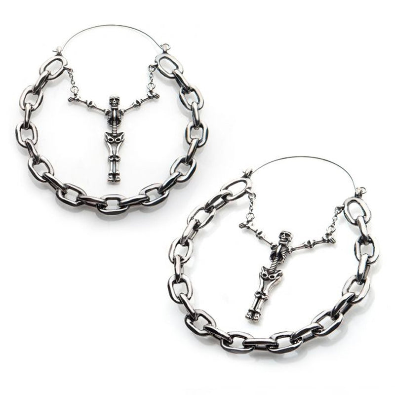 20G Chained Skeleton Plug Hoops