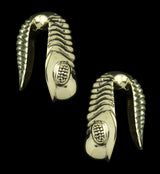 Chameleon Fossil Head Brass Hangers - Earrings