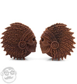 Saba Wood Chief Skull Plugs