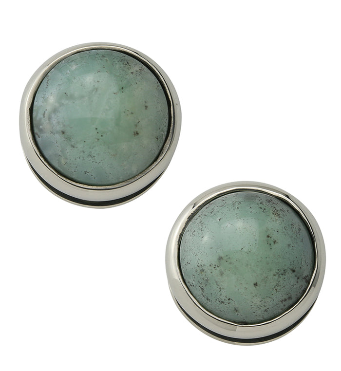 Chrysoprase Stone Disk White Brass Ear Weights sold