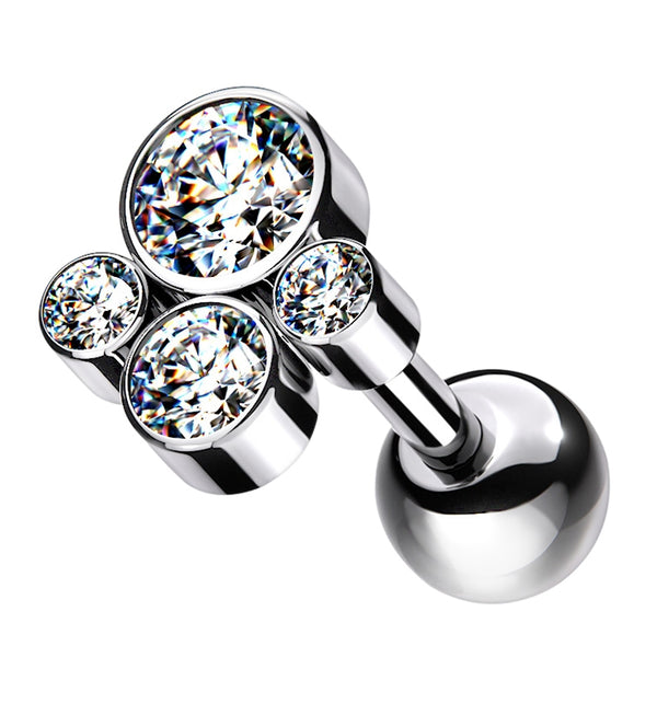 Clear CZ Bunch Titanium Cartilage Barbell