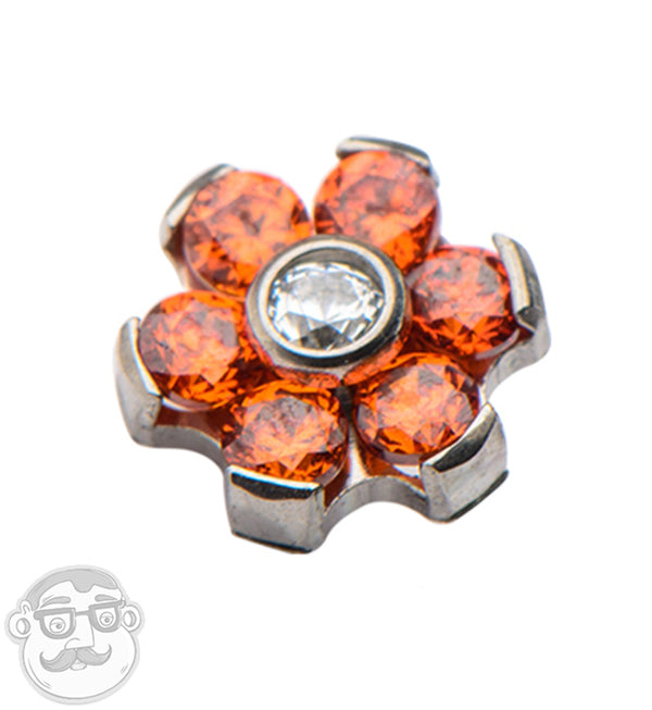 Clear & Orange Flower Titanium Threaded End