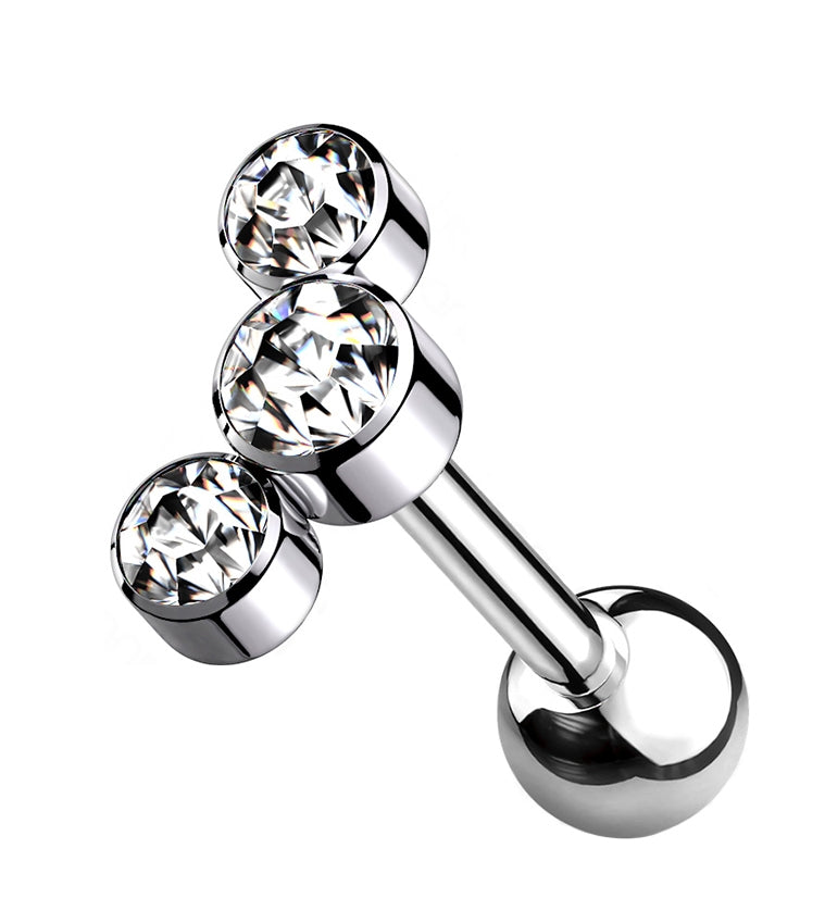 Clear Gem Cluster Titanium Cartilage Barbell