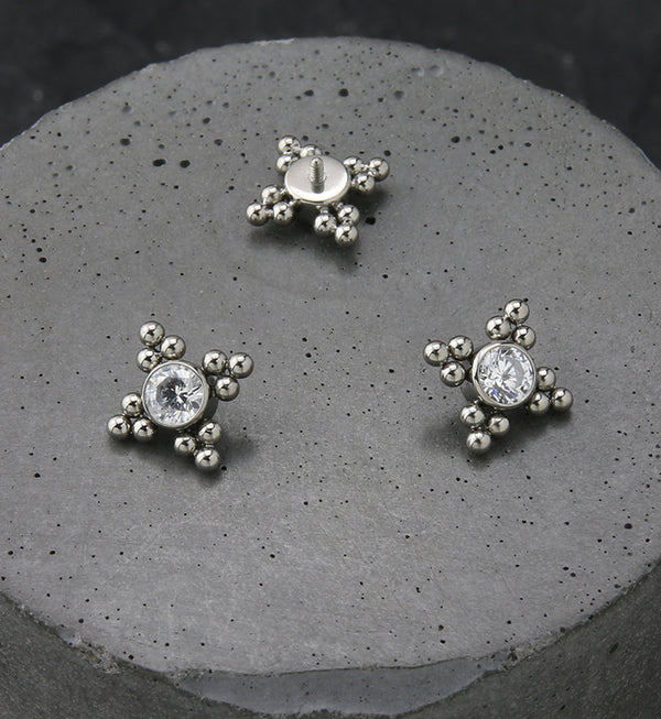 Cluster Beaded CZ Titanium Threaded End