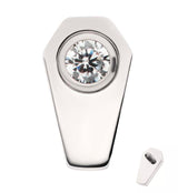 Coffin Round Clear CZ Titanium Internally Threaded Top