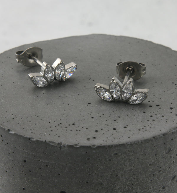 Contessa Clear CZ Titanium Threadless Earrings