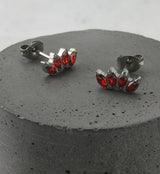 Contessa Red CZ Titanium Threadless Earrings