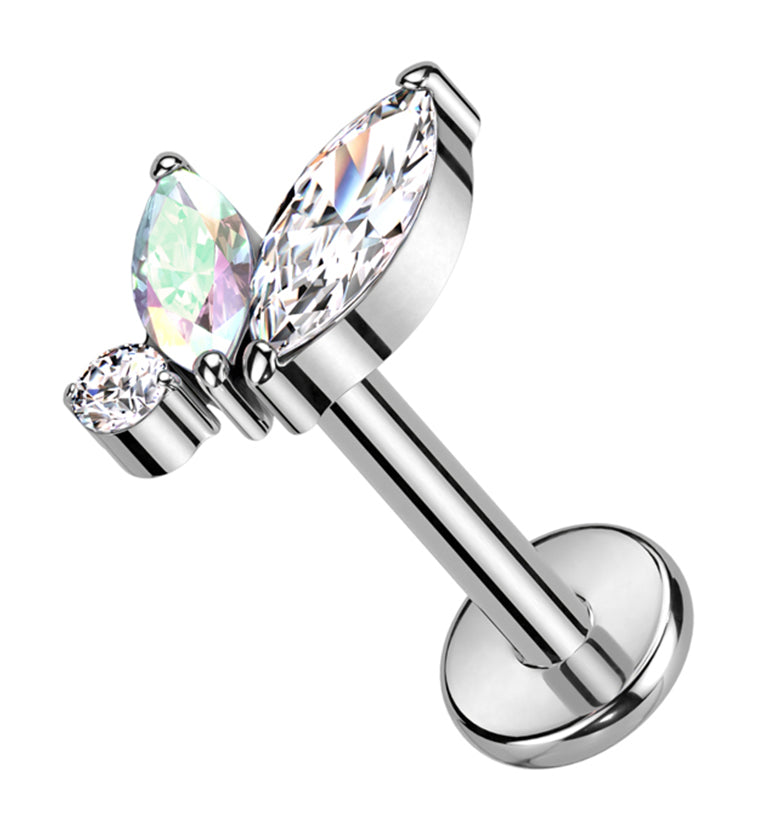 Coterie Rainbow Aurora CZ Titanium Internally Threaded Labret