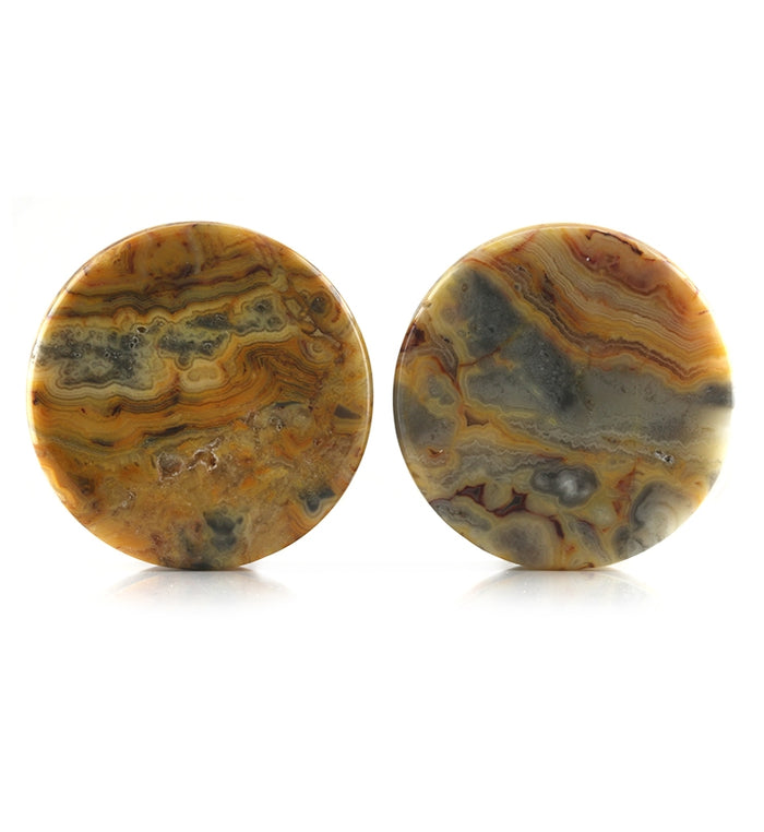 1” 26mm Crazy Lace Agate store Plugs