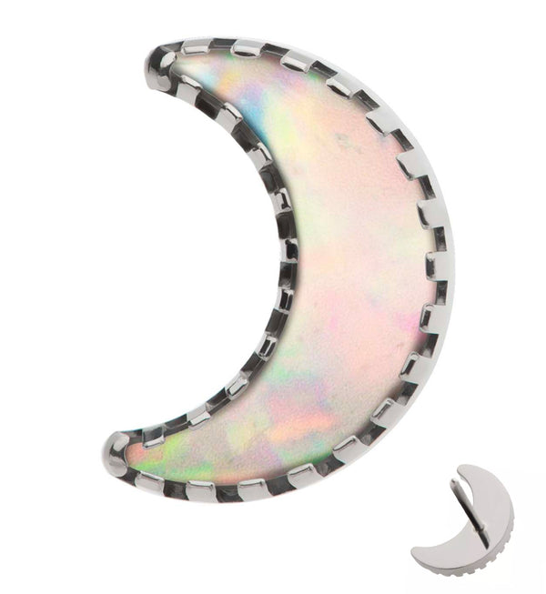 Crescent Moon White Opalite Threadless Titanium Top