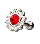 18G Daisy Ruby Red Cartilage Barbell