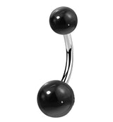 Double Black Agate Stone Belly Ring