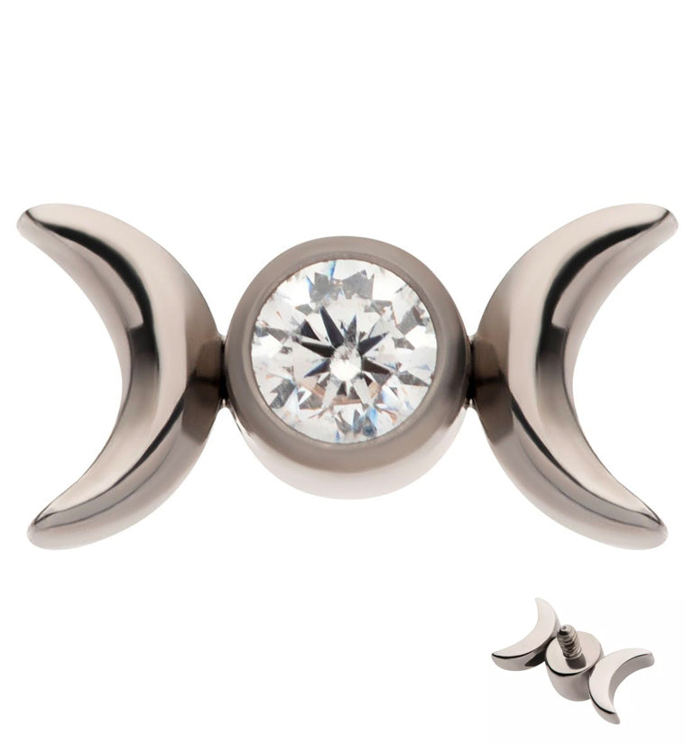 Double Crescent CZ Titanium Internally Threaded Top