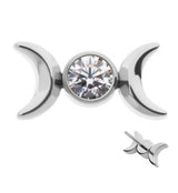 Double Crescent CZ Titanium Threadless Top