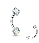 16G Square CZ Internally Threaded Circular Barbell