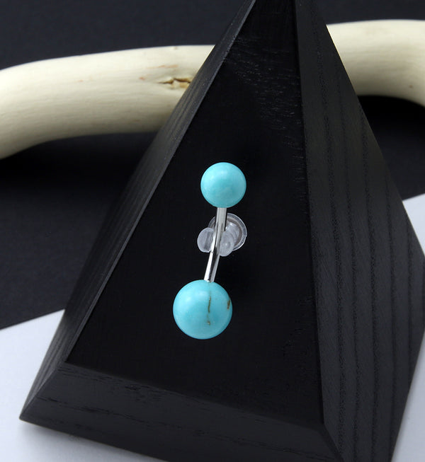 Double Turquoise Howlite Stone Belly Ring