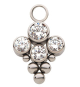 Drip Bead Clear CZ Titanium Charm