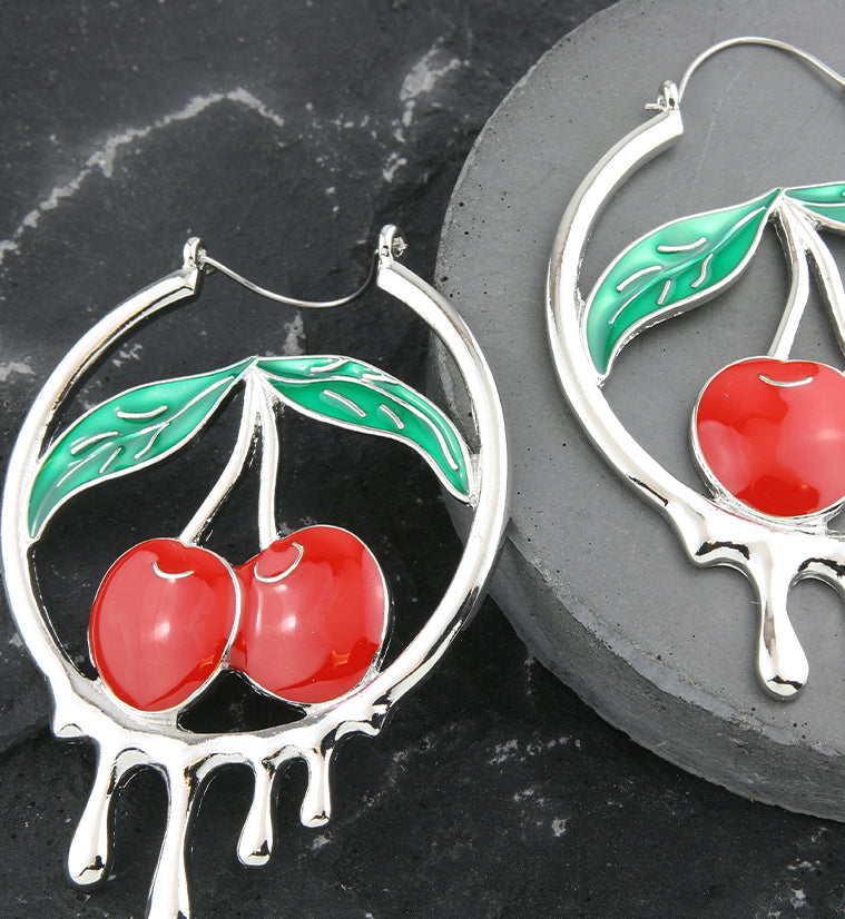 Dripping Cherries Stainless Steel Plug Hoops