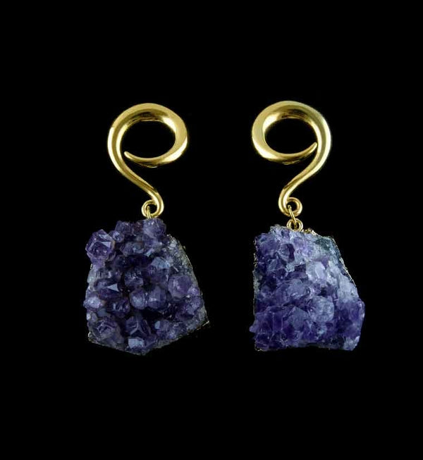 Druzy Amethyst Block Ear Weights