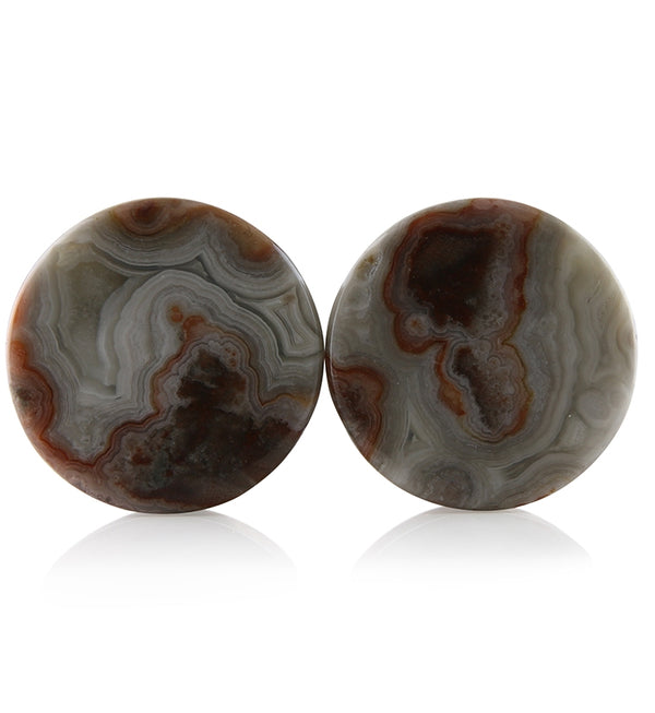 Laguna Lace Agate Stone Plugs 1 Inch (25mm) Version 8