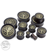 Ebony Wood Plugs With Tree of Life Inlay